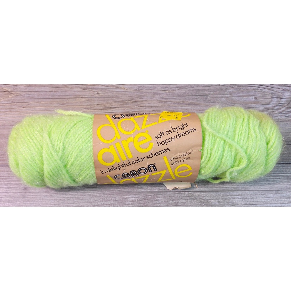 Caron Dazzle Aire Yarn Lime Green 2626 Vintage 4 Ply Acrylic Nylon Soft Knitting